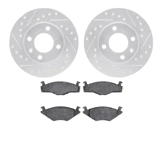 R1 Concepts WGYN1-74010 Drilled & Slotted Silver Rotor Set W/ Semi-Met Pads